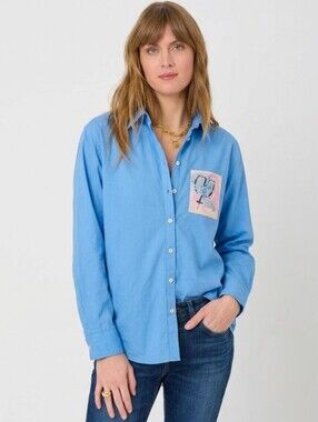 Kerri Rosenthal Mia Button Down Shirt Size M Cotton Oversized Art-to-Wear Preppy